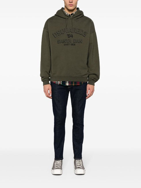 logo-embossed cotton hoodie